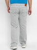 Plus Men's Light Grey Regular Fit Washed Denim Bootcut Jeans Stretchable