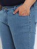 Plus Men's Light Blue Regular Fit Washed Denim Bootcut Jeans Stretchable