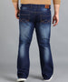 Plus Men's Dark Blue Washed Bootcut Jeans Stretchable