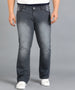 Plus Men's Dark Grey Washed Bootcut Jeans Stretchable