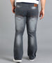 Plus Men's Dark Grey Washed Bootcut Jeans Stretchable