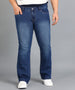 Plus Men's Blue Washed Bootcut Jeans Stretchable