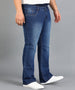 Plus Men's Blue Washed Bootcut Jeans Stretchable