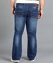 Plus Men's Blue Washed Bootcut Jeans Stretchable