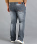 Plus Men's Dark Grey Washed Bootcut Jeans Stretchable