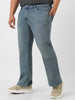 Plus Men's Light Blue Washed Bootcut Jeans Stretchable