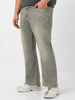 Plus Men's Light Grey Washed Bootcut Jeans Stretchable