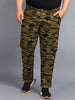 Plus Men's Green Regular Fit Military Camouflage Cargo Chino Pant with 6 Pockets