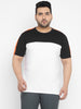 Plus Men's Black, White, Orange Color-Block Regular Fit Half Sleeve Cotton T-Shirt