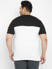 Plus Men's Black, White, Orange Color-Block Regular Fit Half Sleeve Cotton T-Shirt