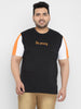 Plus Men's Black, Orange, White Color-Block Regular Fit Half Sleeve Cotton T-Shirt