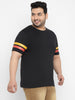 Plus Men's Black, Yellow, Orange Color-Block Regular Fit Half Sleeve Cotton T-Shirt