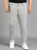 Plus Men's Ice Grey Regular Fit Washed Jeans Stretchable