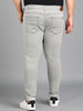 Plus Men's Ice Grey Regular Fit Washed Jeans Stretchable