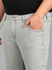 Plus Men's Ice Grey Regular Fit Washed Jeans Stretchable