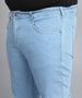 Plus Men's Light Blue Regular Fit Washed Jeans Stretchable