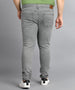 Plus Men's Light Grey Regular Fit Washed Jeans Stretchable