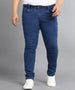 Plus Men's Blue Regular Fit Washed Jeans Stretchable