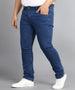 Plus Men's Blue Regular Fit Washed Jeans Stretchable