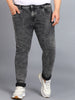 Plus Men's Black Regular Fit Washed Jeans Stretchable