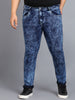 Plus Men's Carbon Blue Regular Fit Washed Jeans Stretchable