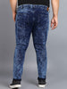 Plus Men's Carbon Blue Regular Fit Washed Jeans Stretchable