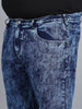 Plus Men's Carbon Blue Regular Fit Washed Jeans Stretchable