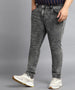 Plus Men's Dark Grey Regular Fit Washed Jeans Stretchable