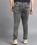 Plus Men's Dark Grey Regular Fit Washed Jeans Stretchable