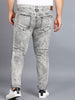 Plus Men's Ice Grey Regular Fit Washed Jeans Stretchable