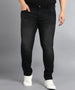 Plus Men's Black Regular Fit Washed Jeans Stretchable