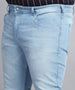 Plus Men's Light Blue Regular Fit Washed Jeans Stretchable