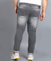 Plus Men's Light Grey Regular Fit Washed Jeans Stretchable