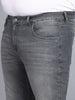 Plus Men's Grey Regular Fit Washed Jeans Stretchable