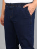 Plus Men's Dark Blue Regular Fit Washed Jogger Jeans Stretchable