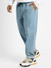 Plus Men's Light Blue Regular Fit Washed Jogger Jeans Stretchable