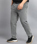 Plus Men's Light Grey Regular Fit Washed Jogger Jeans Stretchable