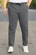 Plus Men's Grey Regular Fit Washed Jogger Jeans Stretchable