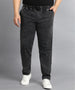 Plus Men's Charcoal Black Regular Fit Washed Jogger Jeans Stretchable