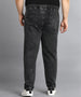 Plus Men's Charcoal Black Regular Fit Washed Jogger Jeans Stretchable