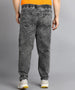 Plus Men's Dark Grey Regular Fit Washed Jogger Jeans Stretchable