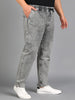 Plus Men's Ice Grey Regular Fit Washed Jogger Jeans Stretchable