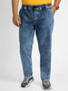 Plus Men's Light Blue Regular Fit Washed Jogger Jeans Stretchable
