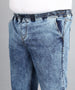 Plus Men's Blue Regular Fit Washed Jogger Jeans Stretchable