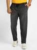 Plus Men's Dark Grey Regular Fit Washed Jogger Jeans Stretchable