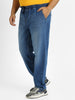 Plus Men's Blue Regular Fit Washed Jogger Jeans Stretchable