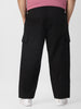 Plus Men's Black Loose Baggy Fit Solid Cargo Chino Pant with 6 Pockets Non-Stretchable