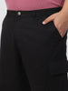 Plus Men's Black Loose Baggy Fit Solid Cargo Chino Pant with 6 Pockets Non-Stretchable