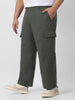 Plus Men's Light Grey Loose Baggy Fit Solid Cargo Chino Pant with 6 Pockets Non-Stretchable