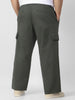 Plus Men's Light Grey Loose Baggy Fit Solid Cargo Chino Pant with 6 Pockets Non-Stretchable